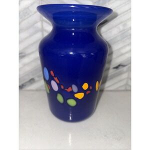 Blue Confetti Design ART GLASS VASE BY JOEL O'DORISIO‎ LOST ANGEL STUDIO 2007